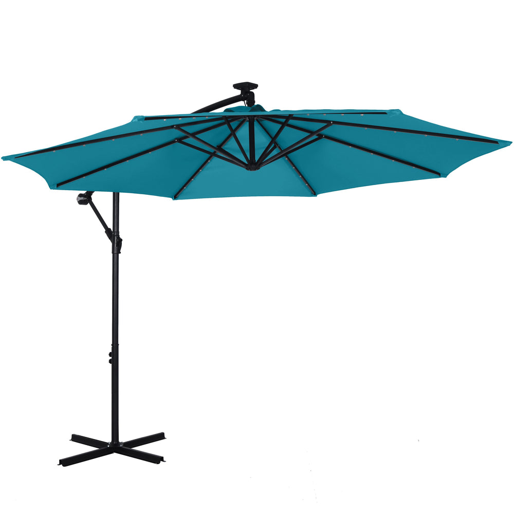 Ombrellone con LED, 300 cm, blu