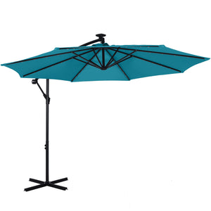 Sonnenschirm mit LED, 300 cm, blau