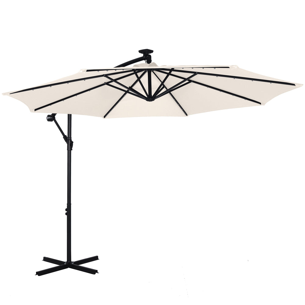 Sonnenschirm mit LED, 300 cm, weiss