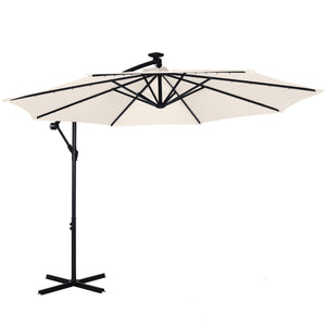 Parasol with LED, 300 cm, white