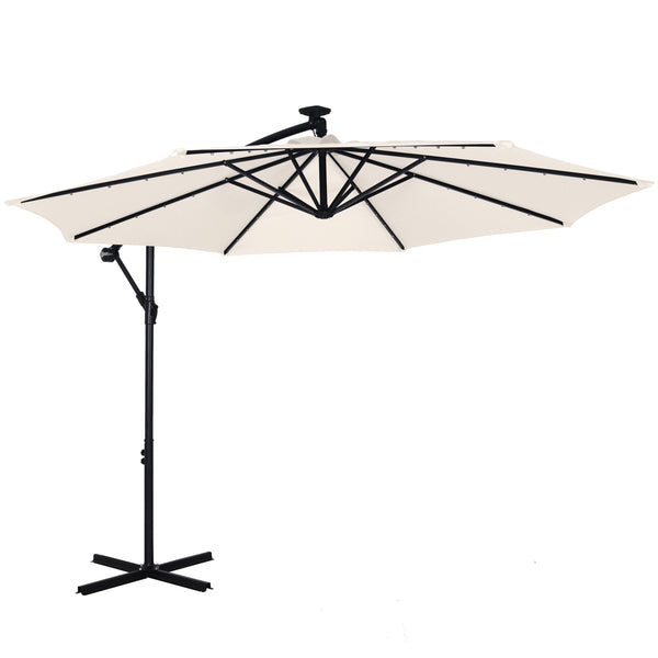 Parasol with LED, 300 cm, white