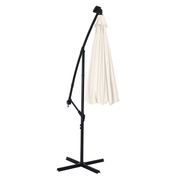 Parasol with LED, 300 cm, white