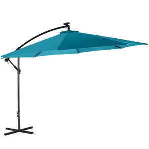 Sonnenschirm mit LED, 350 cm, blau