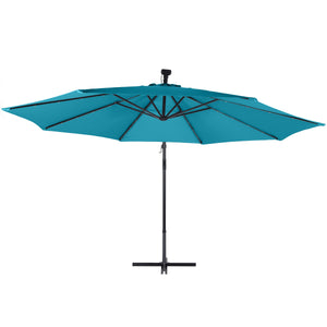 Sonnenschirm mit LED, 350 cm, blau