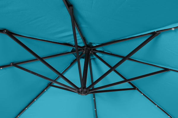 Sonnenschirm mit LED, 350 cm, blau