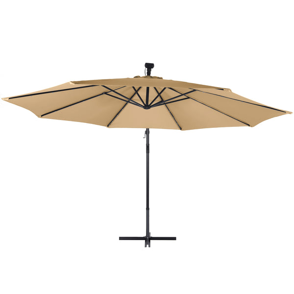 Sonnenschirm mit LED, 350 cm, braun