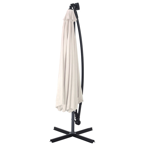 Sonnenschirm mit LED, 350 cm, weiss