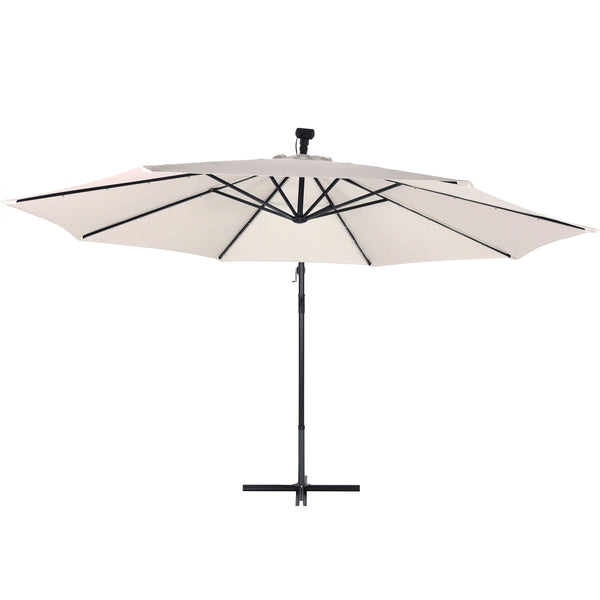 Sonnenschirm mit LED, 350 cm, weiss