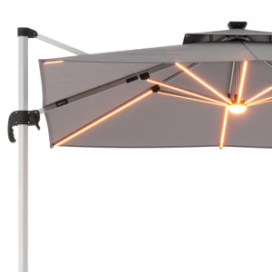 Sonnenschirm Ampelschirm SOLARIS mit LED 300 cm anthrazit