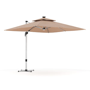 Sonnenschirm Ampelschirm SOLARIS mit LED 300 cm braun
