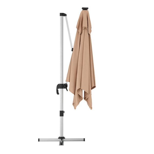 Sonnenschirm Ampelschirm SOLARIS mit LED 300 cm braun