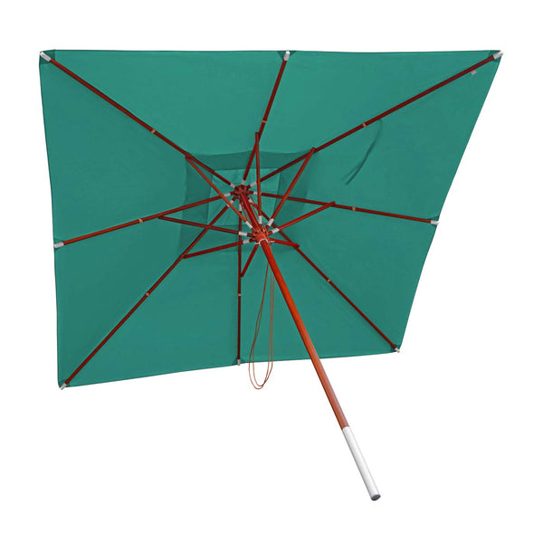 Sonnenschirm JAM-C57 Holz eckig 3x3m Seilzug blau-grün