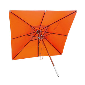 Sonnenschirm JAM-C57 Holz eckig 3x3m Seilzug terracotta