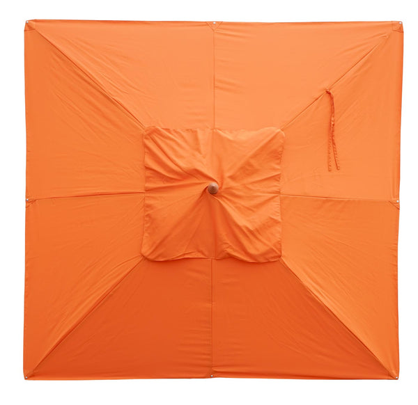 Sonnenschirm JAM-C57 Holz eckig 3x3m Seilzug terracotta