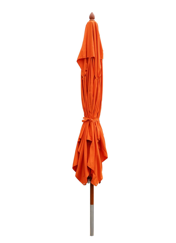 Sonnenschirm JAM-C57 Holz eckig 3x3m Seilzug terracotta