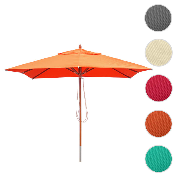 Sonnenschirm JAM-C57 Holz eckig 3x3m Seilzug terracotta