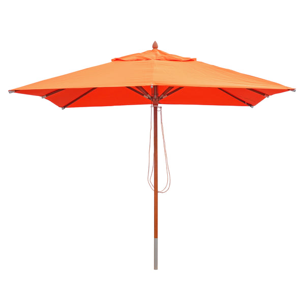 Sonnenschirm JAM-C57 Holz eckig 3x3m Seilzug terracotta