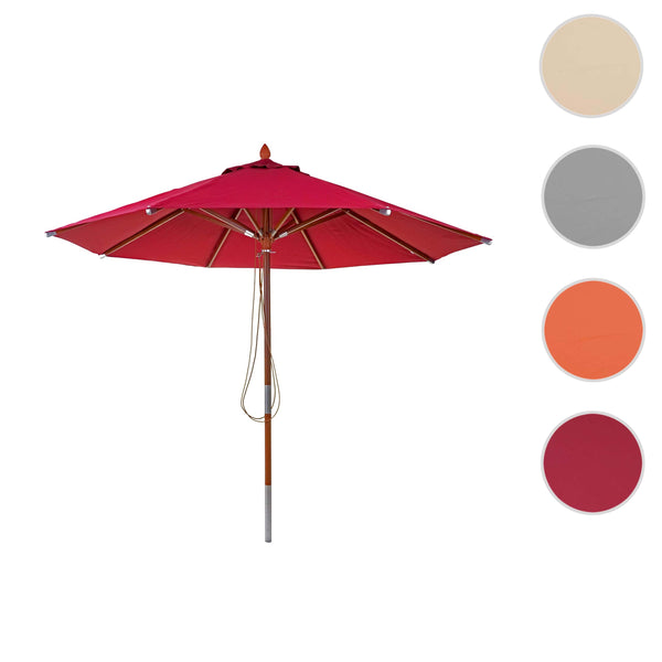 Sonnenschirm JAM-C57 Holz rund Ø3m Seilzug bordeaux