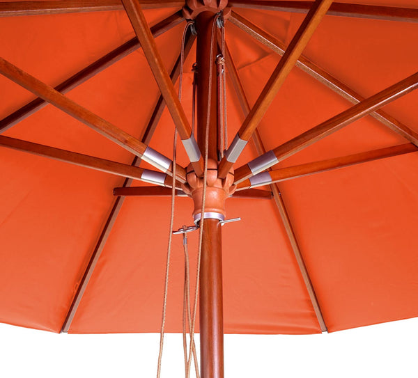 Sonnenschirm JAM-C57 Holz rund Ø3m Seilzug terracotta