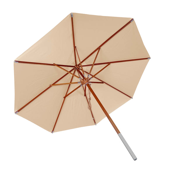 Sonnenschirm JAM-C57 Holz rund Ø4m Seilzug creme