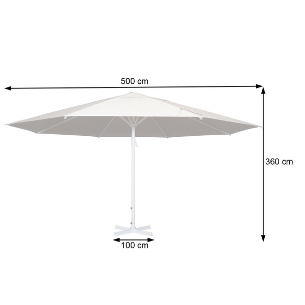 Sonnenschirm Meran II Ø5m Alu 28kg creme-beige mit Ständer