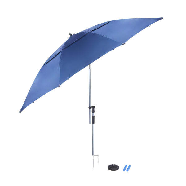 Sonnenschirm Strandschirm mit Erdspiess 240 cm blau