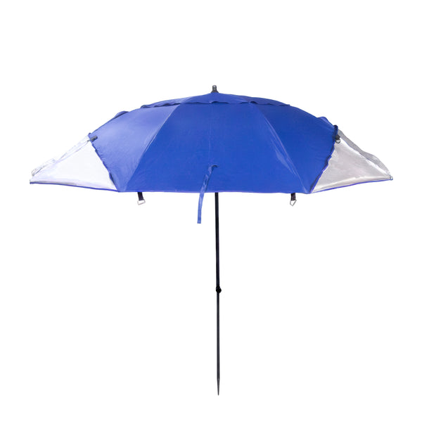 Sonnenschirm Strandschirm mit Fenster und Windschutz 240 cm blau