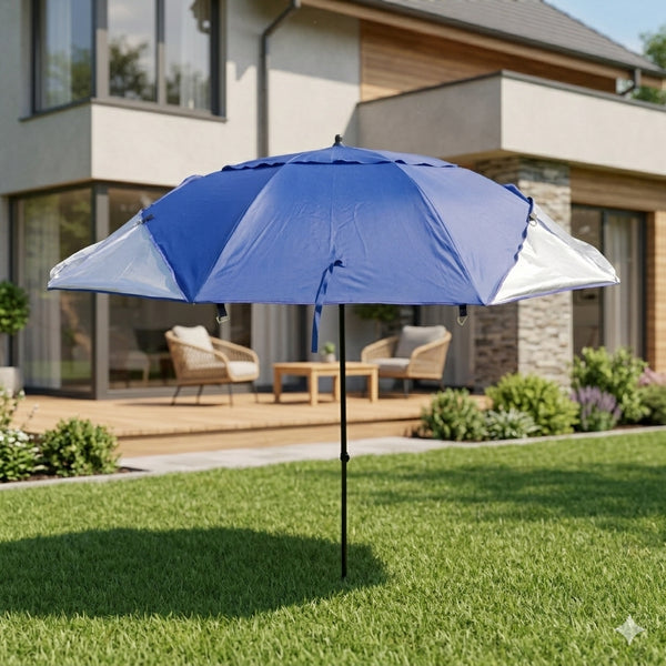 Sonnenschirm Strandschirm mit Fenster und Windschutz 240 cm blau