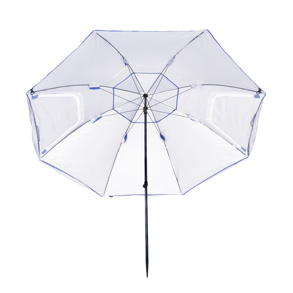 Sonnenschirm Strandschirm mit Fenster und Windschutz 240 cm blau