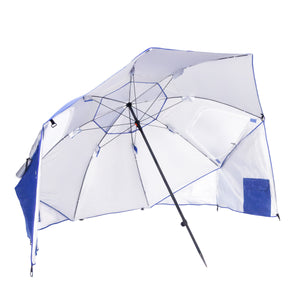 Sonnenschirm Strandschirm mit Fenster und Windschutz 240 cm blau