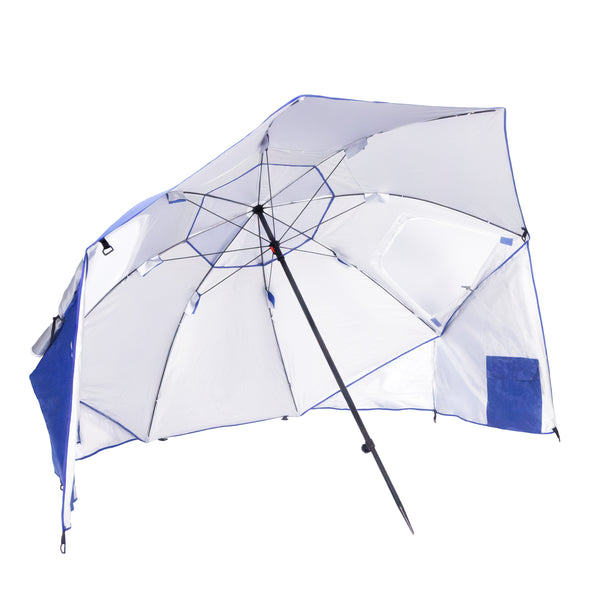 Sonnenschirm Strandschirm mit Fenster und Windschutz 240 cm blau