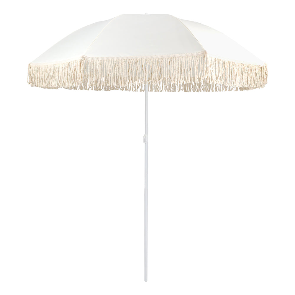 Parasol de plage à franges, 160 cm, beige