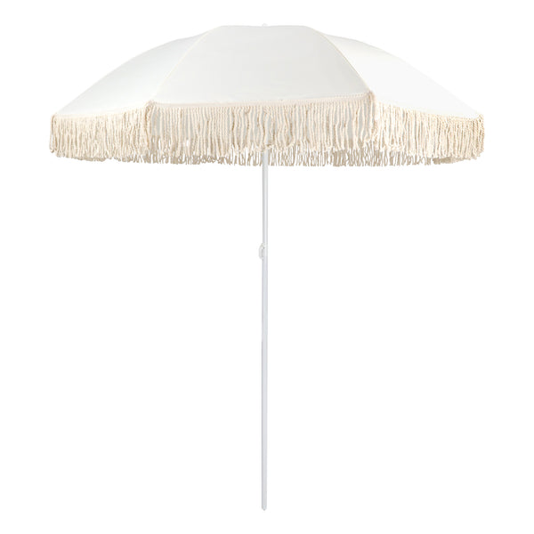 Parasol de plage à franges, 160 cm, beige