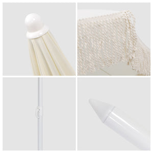Parasol de plage à franges, 160 cm, beige