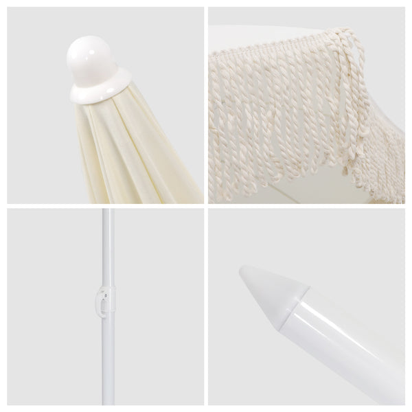 Parasol de plage à franges, 160 cm, beige