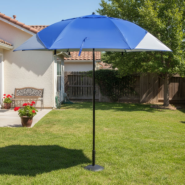 Sonnenschirm Strandschirm mit Windschutz und Fenster 240 cm blau