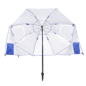 Sonnenschirm Strandschirm mit Windschutz und Fenster 240 cm blau