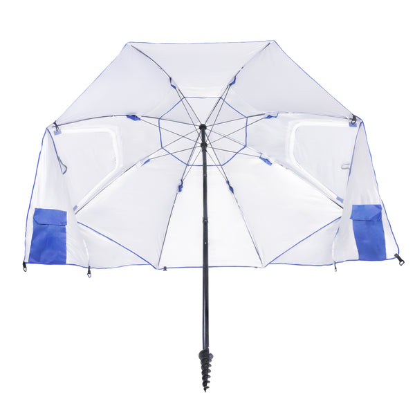 Sonnenschirm Strandschirm mit Windschutz und Fenster 240 cm blau
