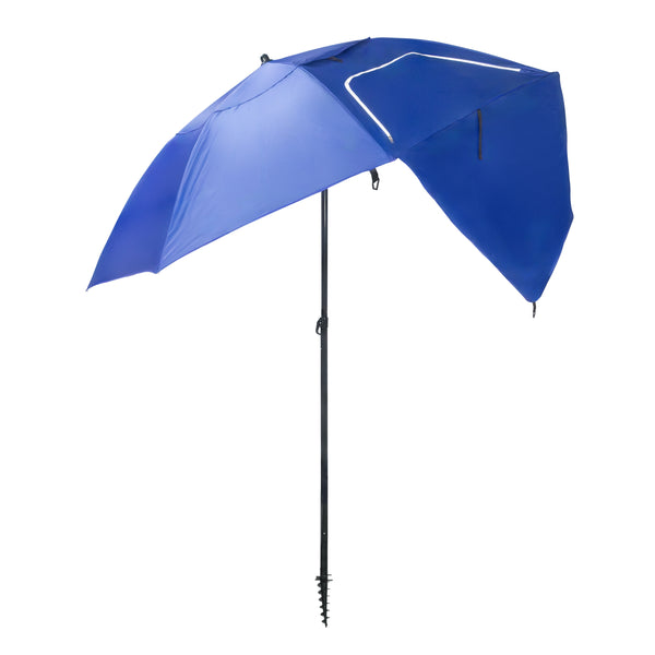 Sonnenschirm Strandschirm mit Windschutz und Fenster 240 cm blau