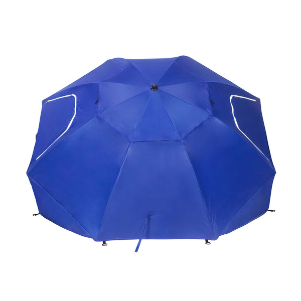 Sonnenschirm Strandschirm mit Windschutz und Fenster 240 cm blau