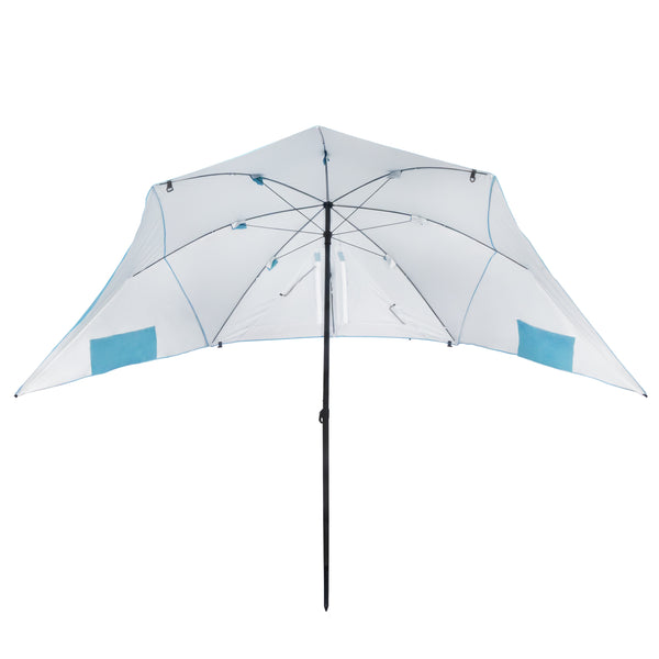 Sonnenschirm Strandschirm mit Windschutz und Fenster 240 cm türkis