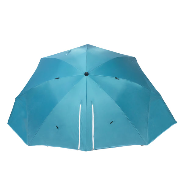 Sonnenschirm Strandschirm mit Windschutz und Fenster 240 cm türkis