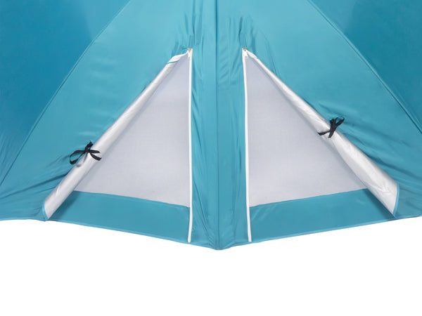 Sonnenschirm Strandschirm mit Windschutz und Fenster 240 cm türkis