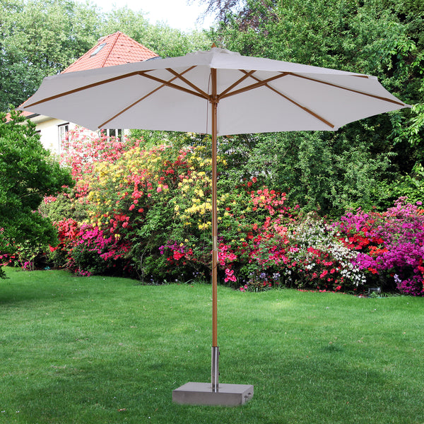Sonnenschirm ∅300cm Holzschirm Balkonschirm creme