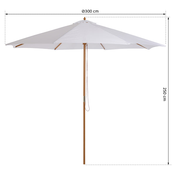 Sonnenschirm ∅300cm Holzschirm Balkonschirm creme