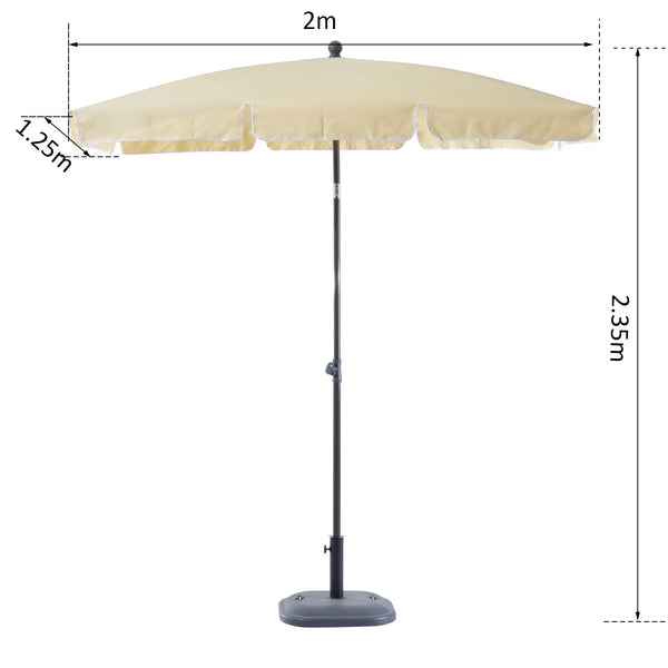 Sonnenschirm rechteckig L200 x B125 neigbar - creme