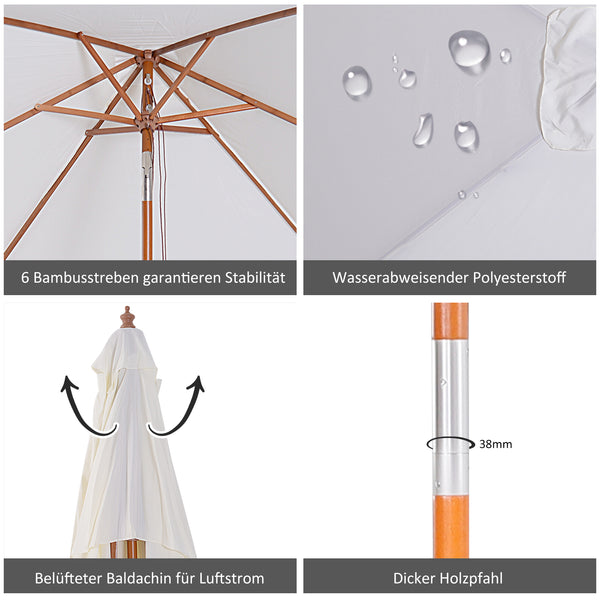 Sonnenschirm rechteckig L200 x B150 neigbar - creme