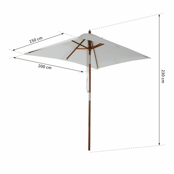 Sonnenschirm rechteckig L200 x B150 neigbar - creme