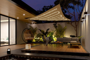 Sonnensegel Dreieck mit LED 3 x 3 x 3 m beige