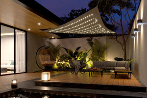 Sonnensegel Dreieck mit LED 3 x 3 x 3 m grau